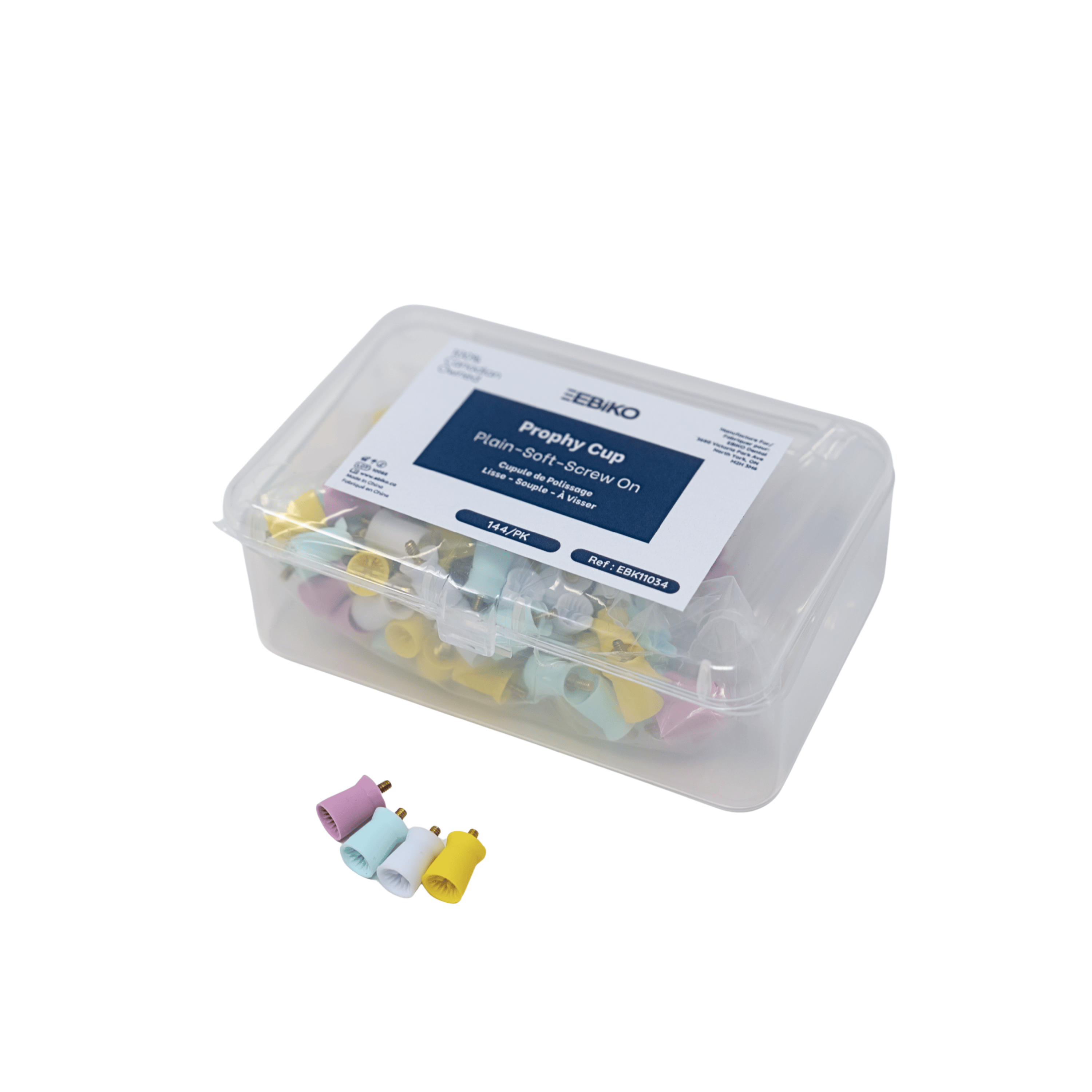 EBIKO Plain Soft screw-on prophy cups, box of 144 for dental cleaning and polishing - alternate view