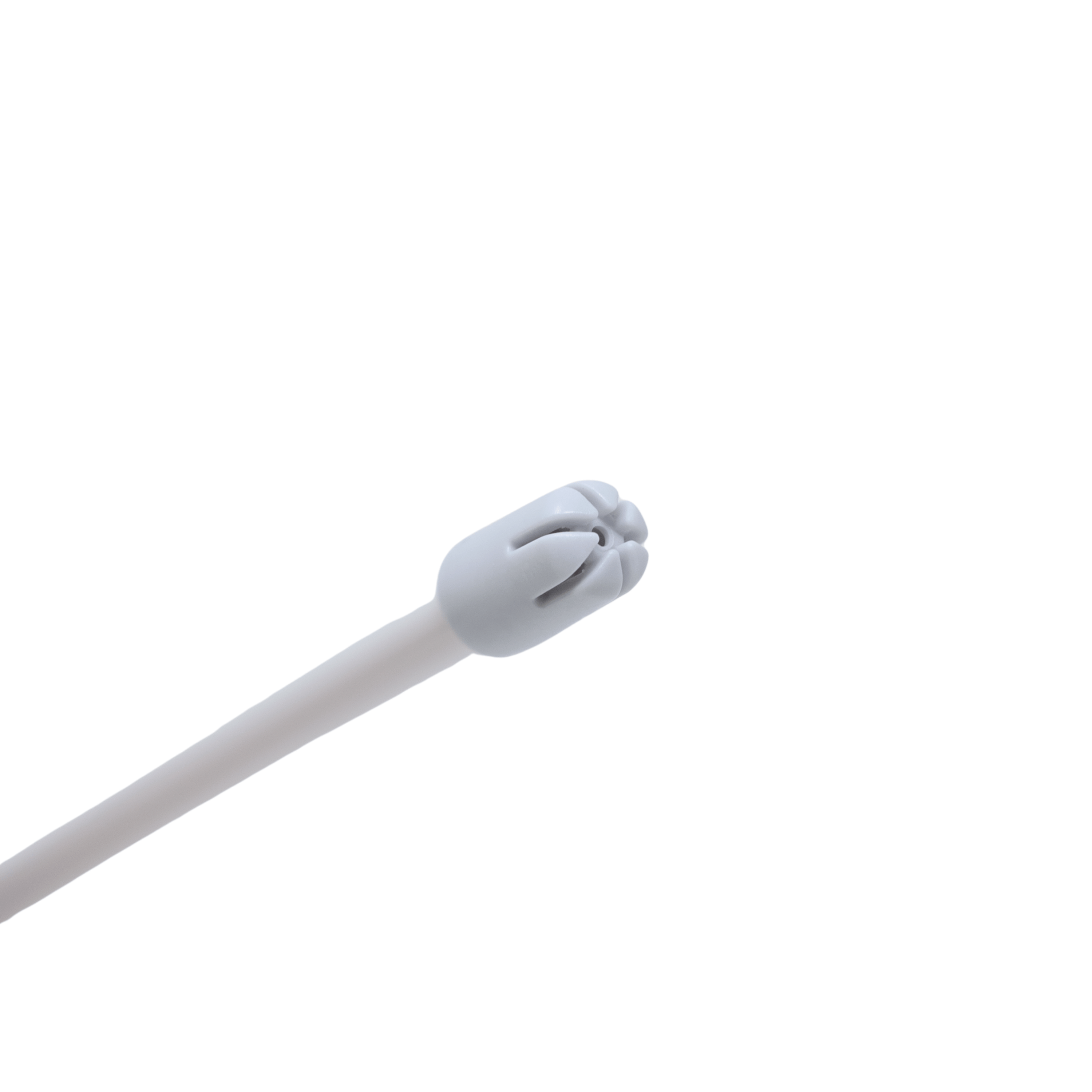 Close-up view of white saliva ejector tips flexible disposable dental suction tips with vented design for moisture control