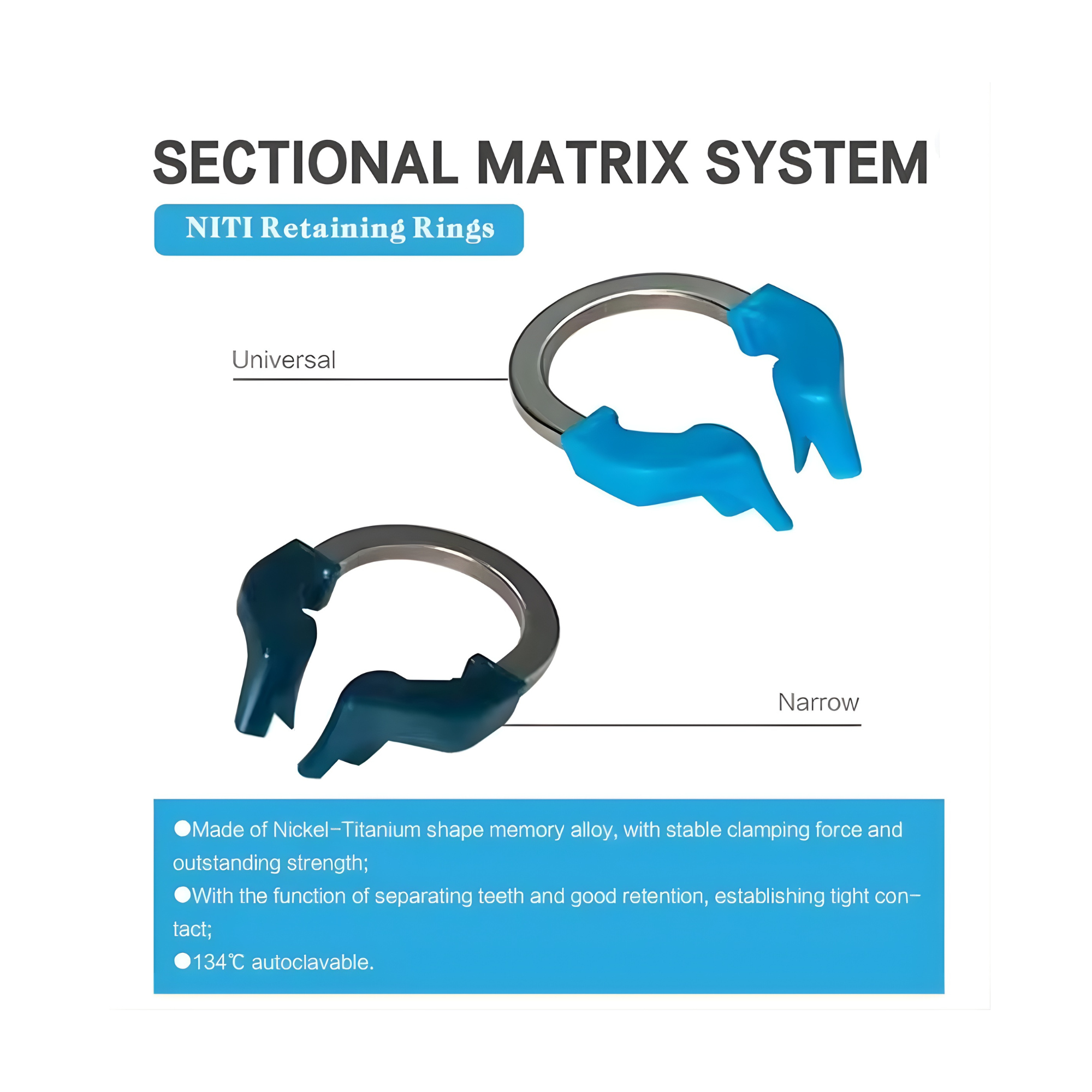 NiTi-Forming Sheet Clip – Sectional Matrix Ring (Universal / Narrow) – 1/Pk