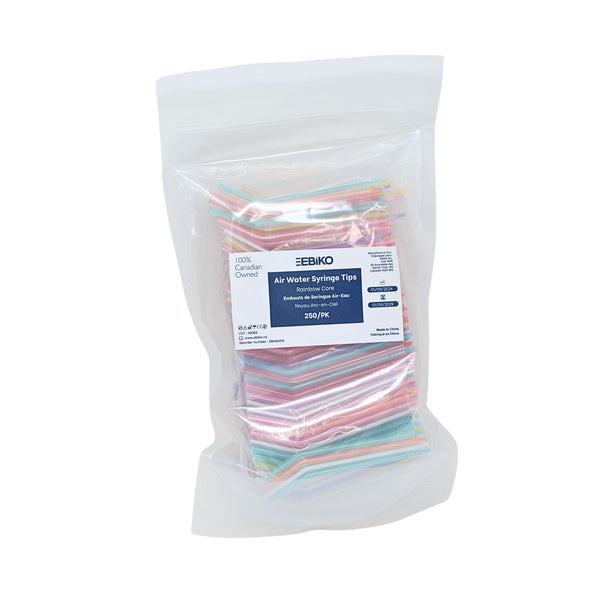 Air water syringe tips rainbow core disposable dental nozzles 250 pack for precise irrigation and drying in dental clinics 