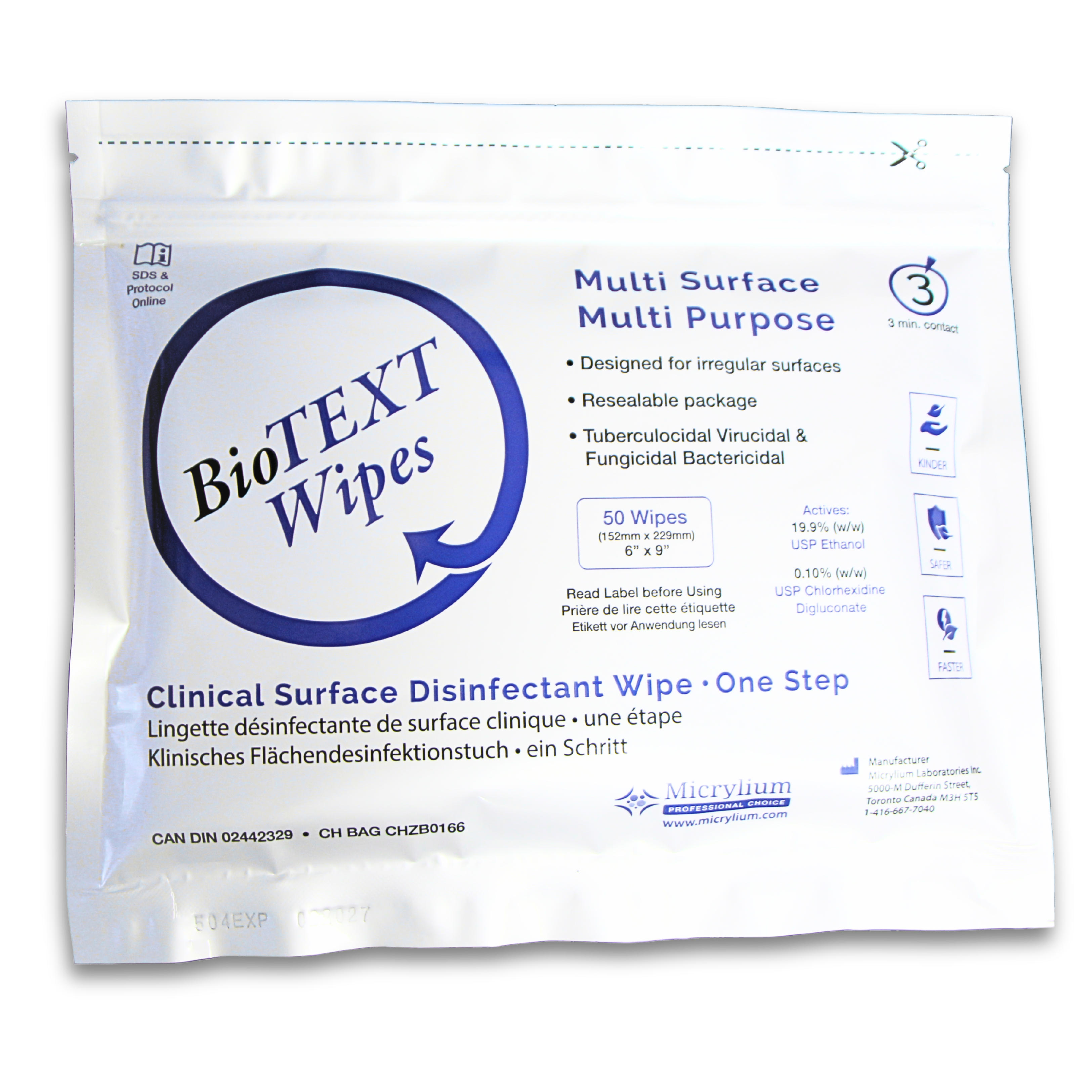Micrylium BioTEXT Flatpack Wipe Refills — 16 × 50 sheets (800) — 01-TXWR-800