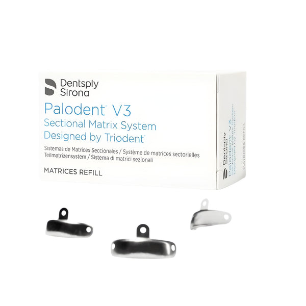 Dentsply Sirona Palodent V3 sectional matrix system packaging on a white background