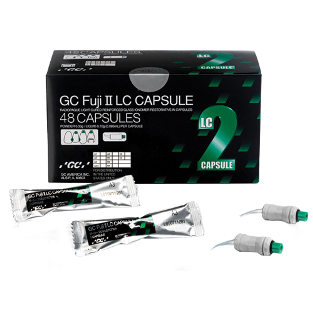 fuji ii lc capsule 48 pack light cured glass ionomer restorative