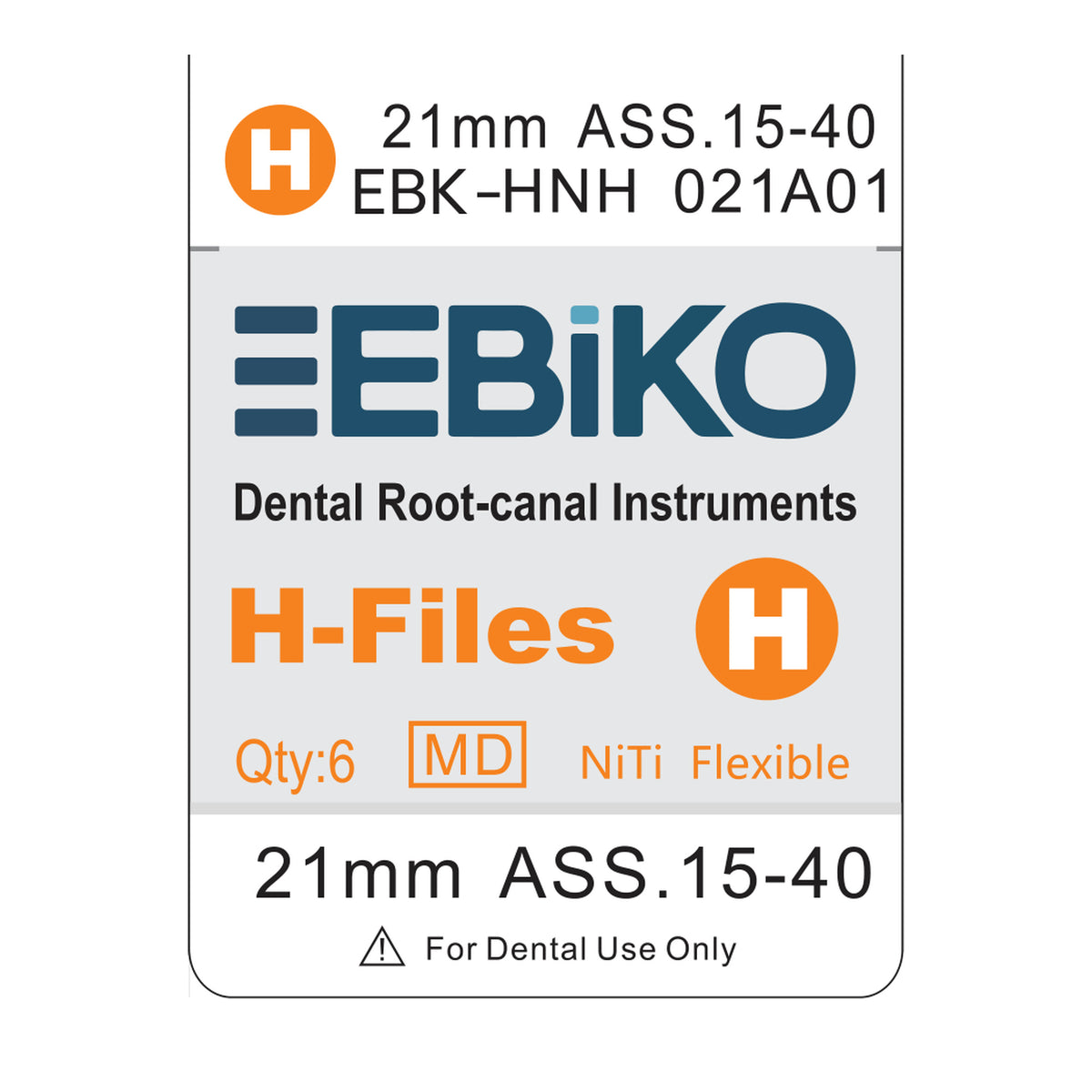 EBIKO Hand H-File NiTi 6/Pk – EBIKO-branded box label | EBIKO Dental
