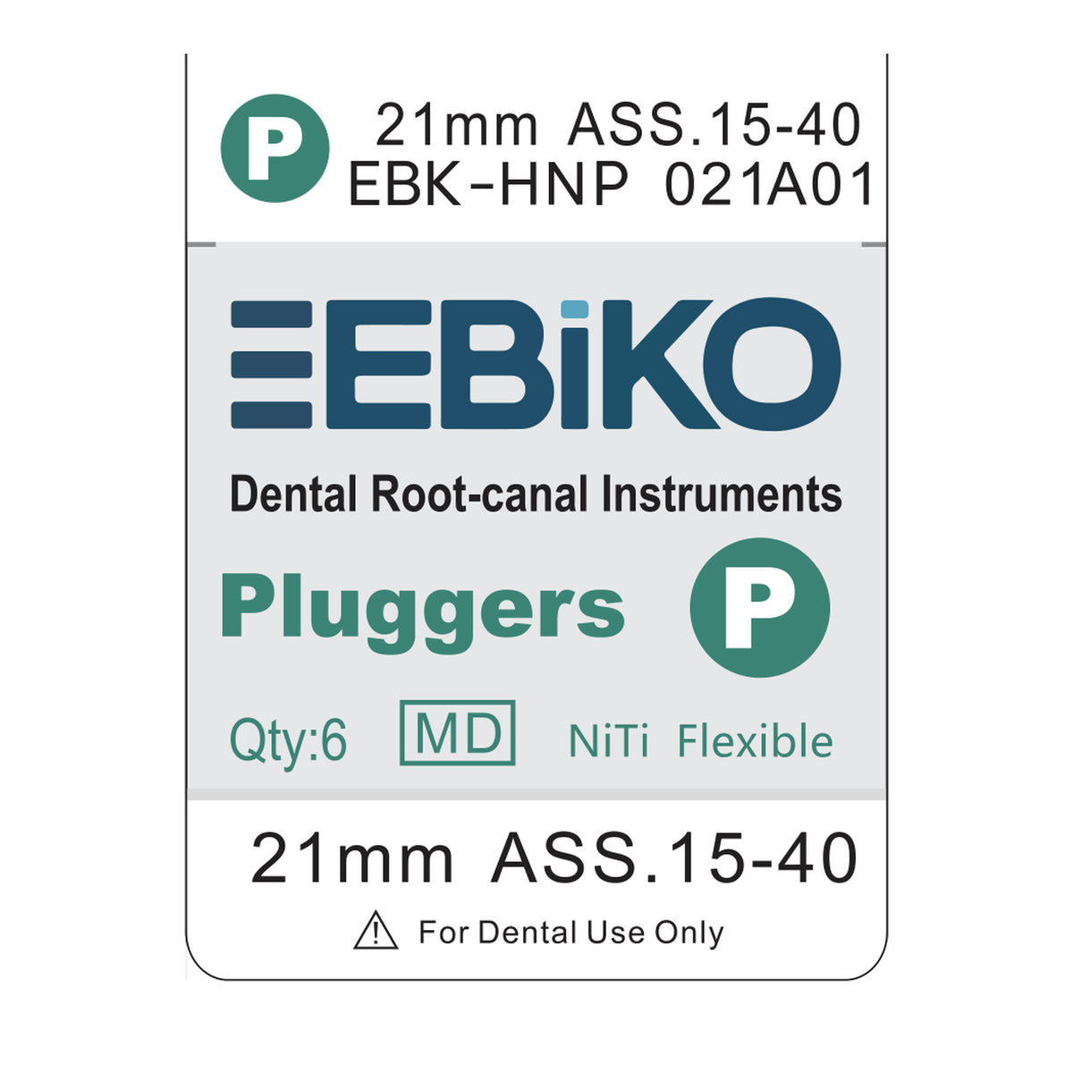 EBIKO Hand Plugger NiTi 6/Pk – EBIKO-branded box label | EBIKO Dental