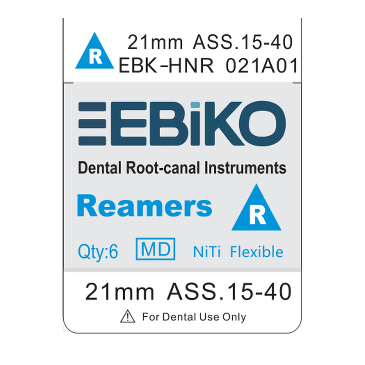 EBIKO Hand Reamer File NiTi 6/Pk – EBIKO-branded box label | EBIKO Dental