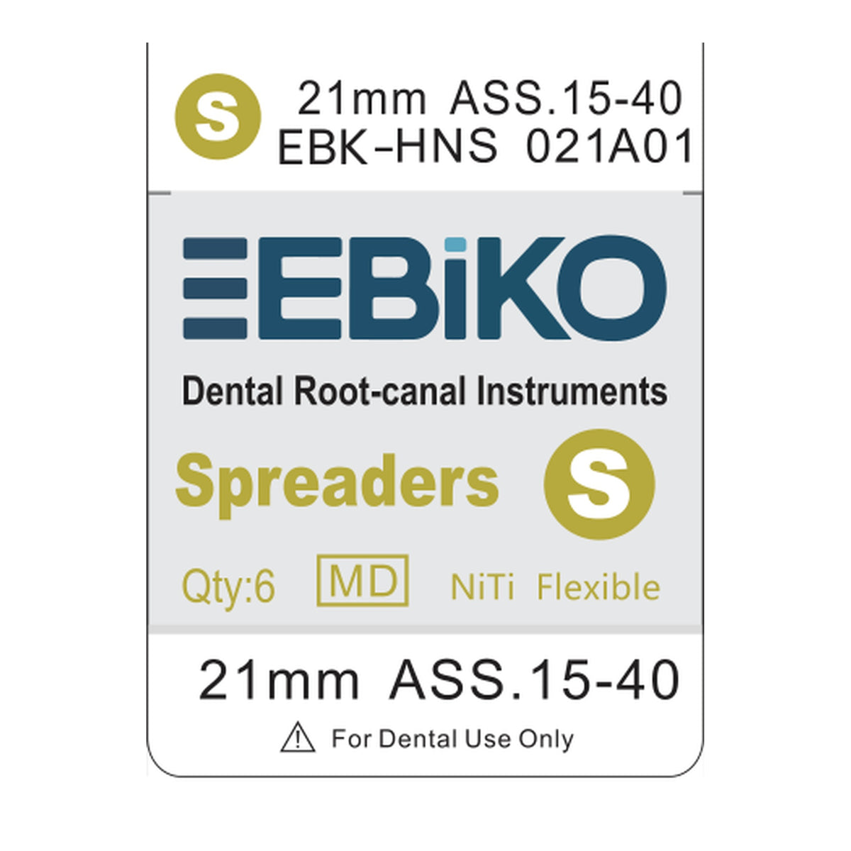 EBIKO Hand Spreader NiTi 6/Pk – EBIKO-branded box label | EBIKO Dental