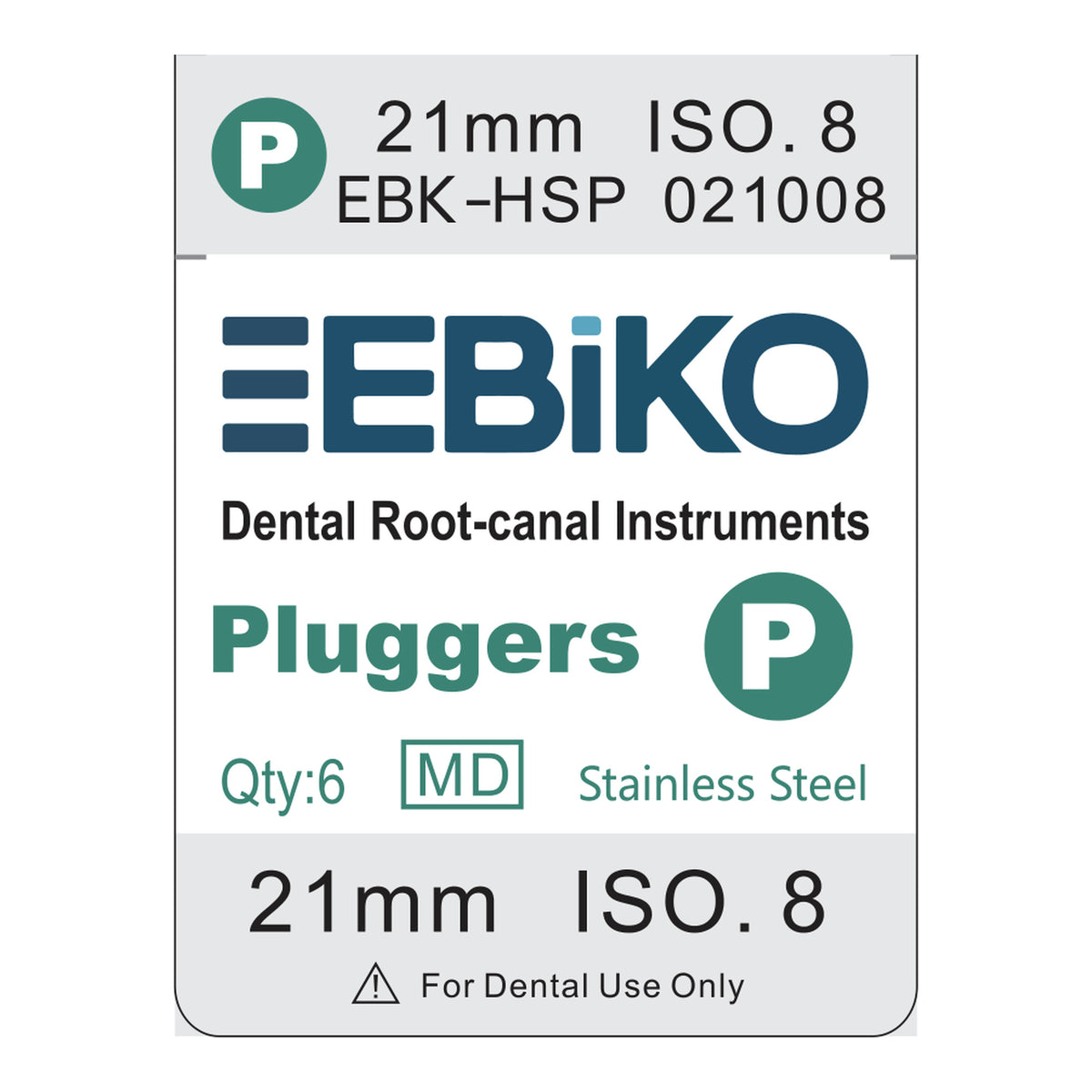 EBIKO Hand Plugger Stainless Steel 6/Pk – EBIKO-branded box label | EBIKO Dental