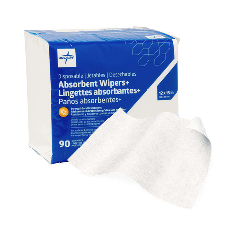 Medline Absorbent Wipers+ Dry Wipes – 12" x 13"