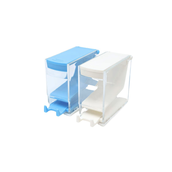 Plastic cotton roll dispenser in white and blue color