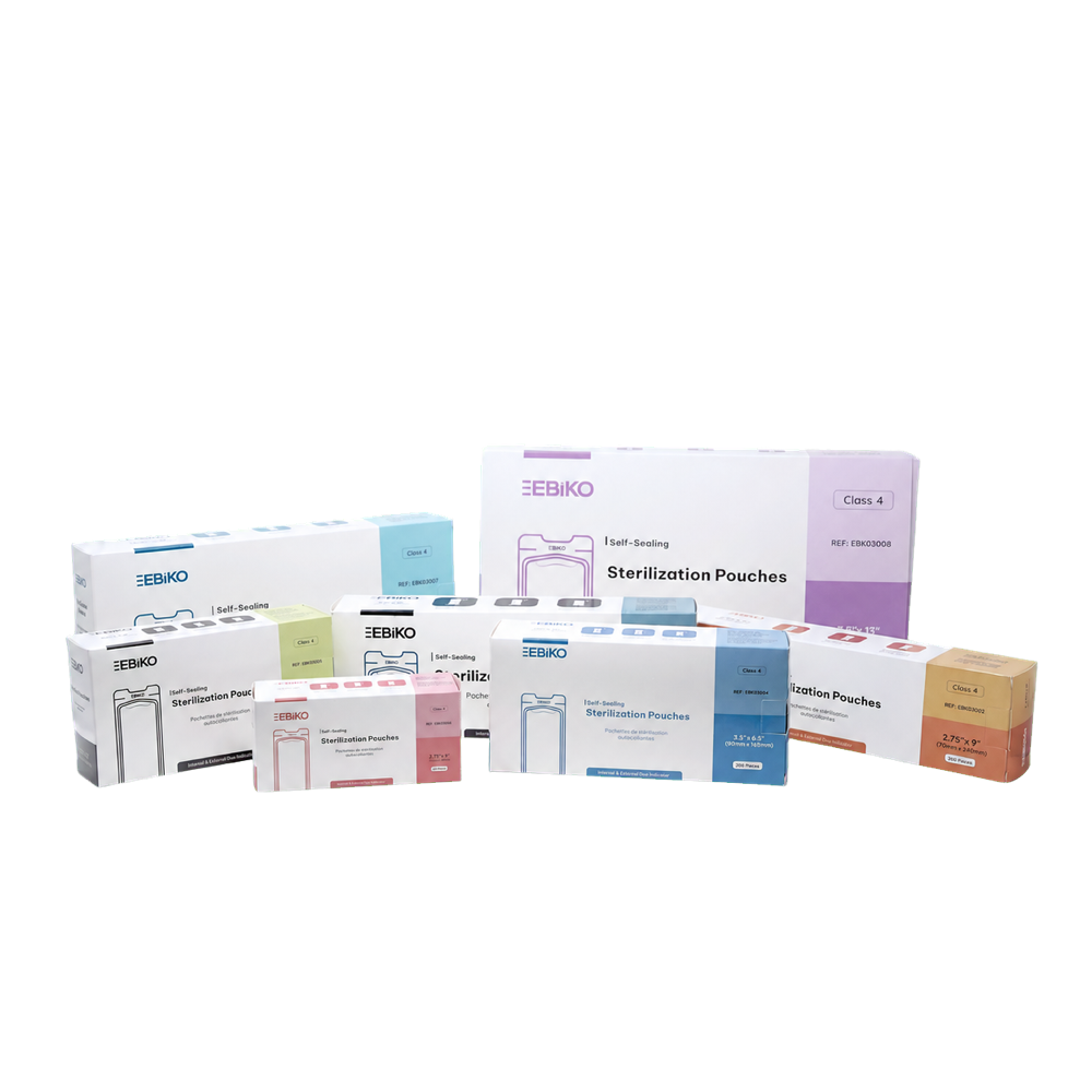 EBIKO Class 4 sterilization pouches in six sizes